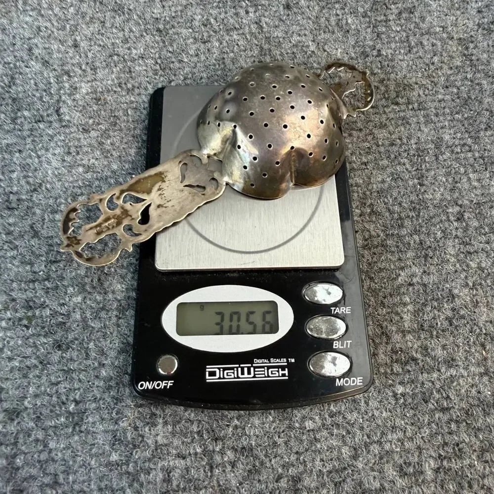 Vintage Sterling Silver 925 Tea Strainer Floral Handle Spoon Style